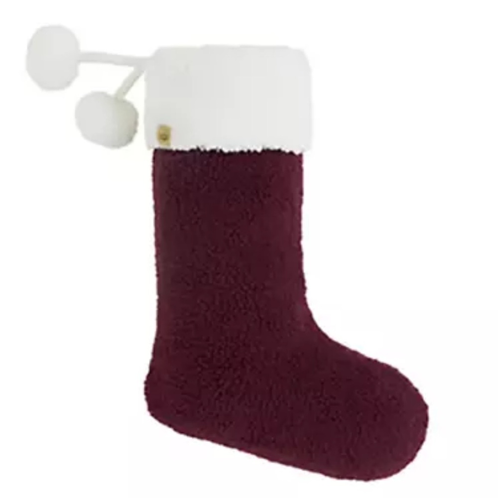 UGG Christmas Stocking Sherpa Large 21" Pompom CABERNET new